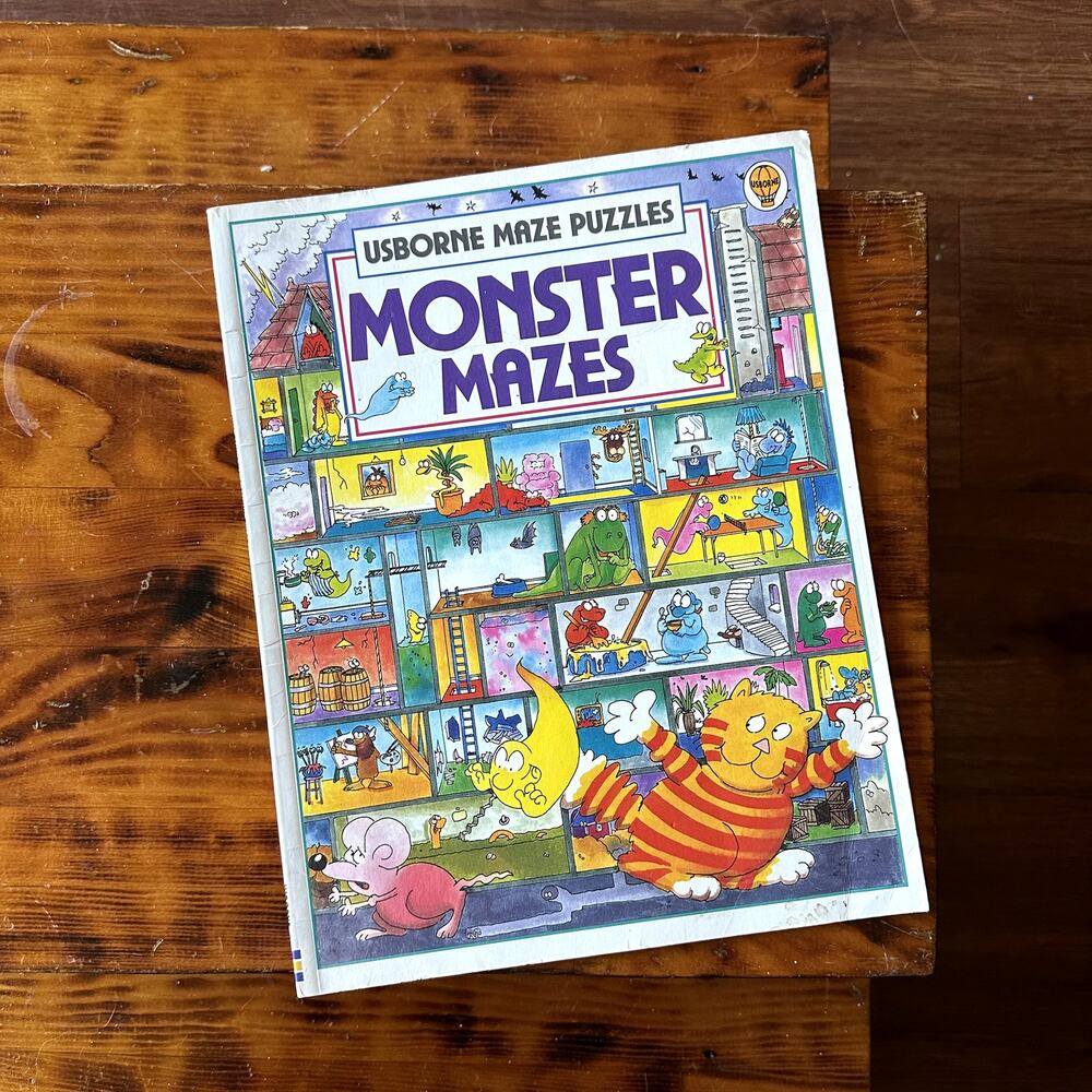 Vintage 1994 Usborne Maze Puzzles Monster Maze Paperback Book